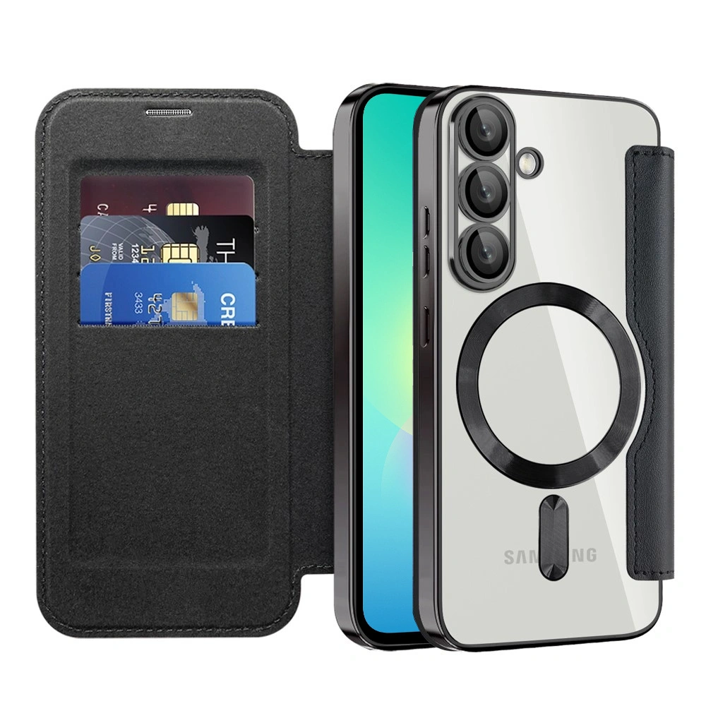 Funda con tapa para Samsung Galaxy A27 5G, RFID Wallet MagSafe con protección de cámara, negra