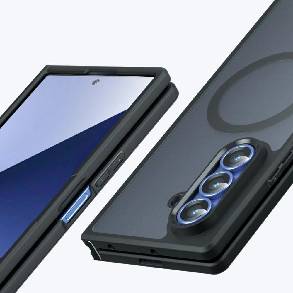 Custodia per Samsung Galaxy Z Fold 8 Ultra, custodia opaca con bordi rialzati, per MagSafe, nera