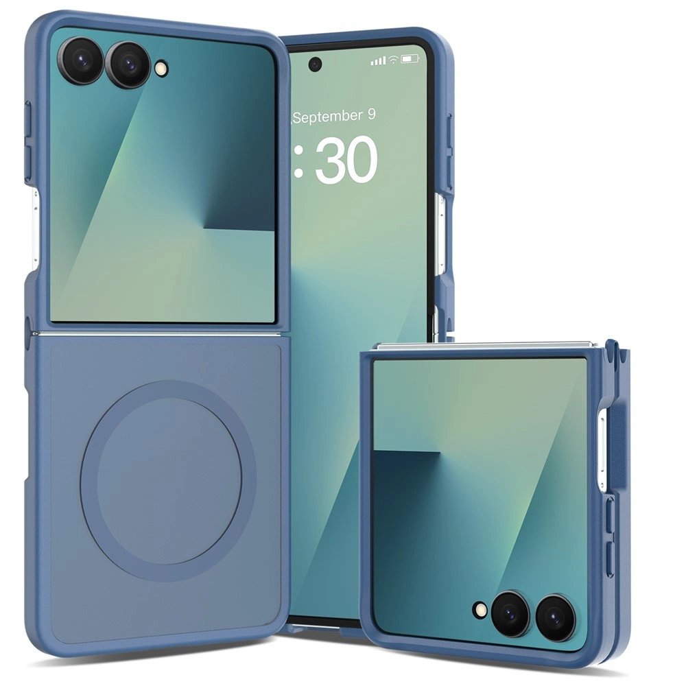 Custodia fumé per Samsung Galaxy Z Flip 8, Skin Touch, per MagSafe, blu