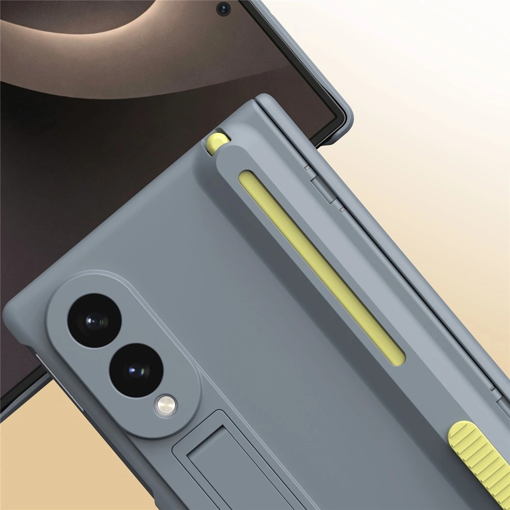 Hülle für Samsung Galaxy Z Fold 8 mit Ständer, Stift und Schutzglas für das Außendisplay, grau