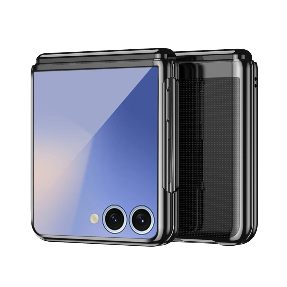 Transparente Hülle für Samsung Galaxy Z Flip 8, Hartschalenetui, schwarzer Rahmen
