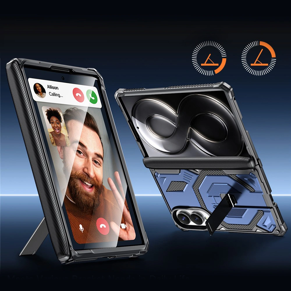 Funda blindada para Samsung Galaxy Z Fold 8, con soporte y cubierta de bisagra, para MagSafe, azul