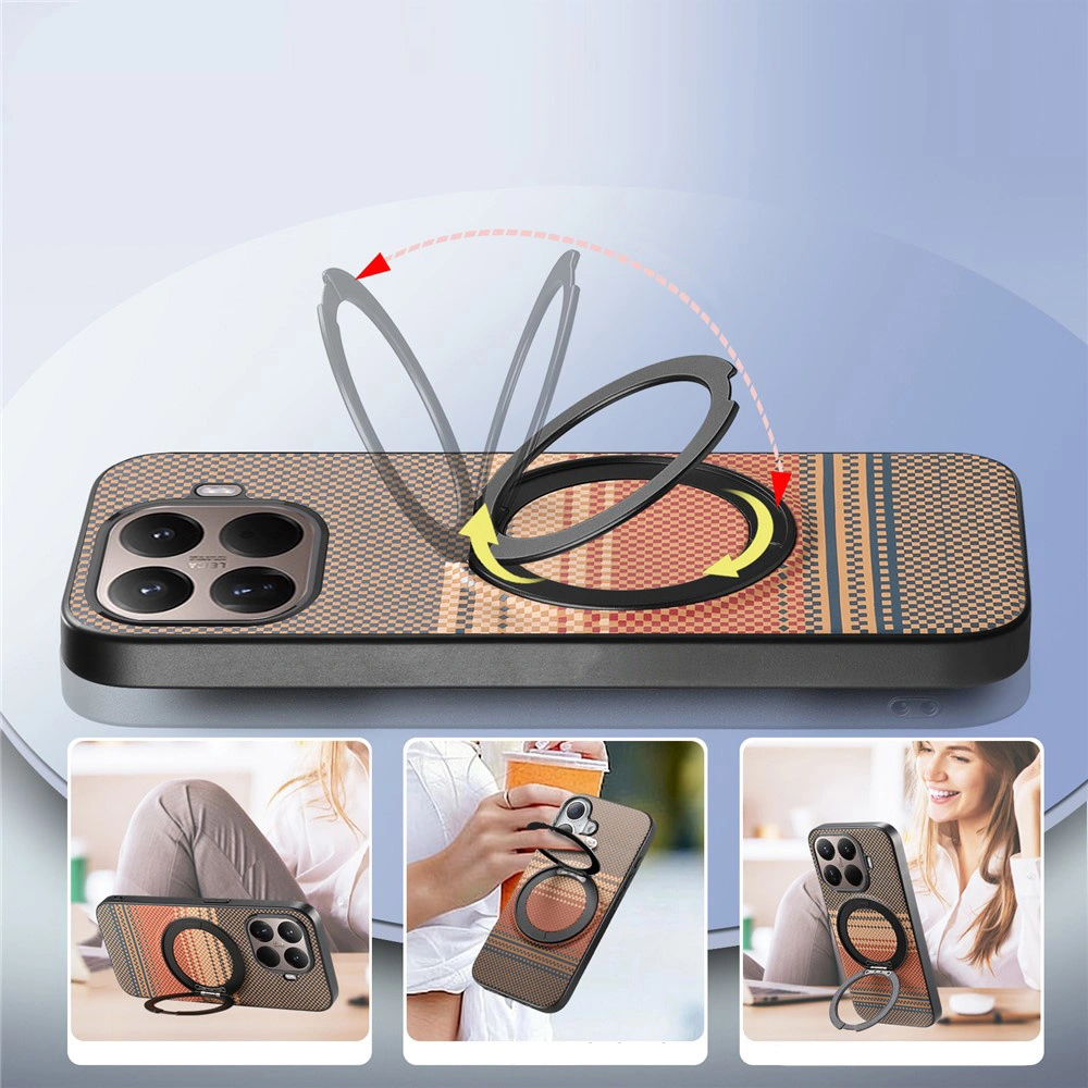 Funda para Xiaomi 17T, soporte giratorio, para MagSafe, con soporte, marrón