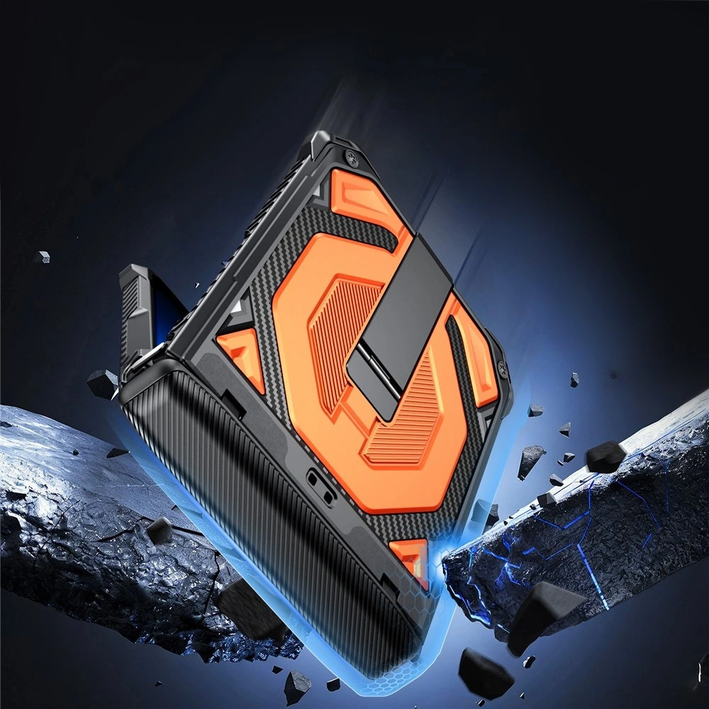 Funda blindada para Samsung Galaxy Z Flip 8, con soporte y cubierta de bisagra, para MagSafe, naranja