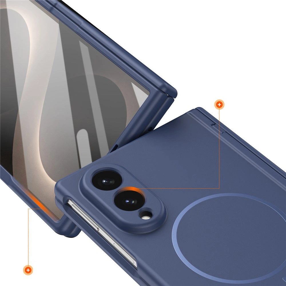 Hülle für Samsung Galaxy Z Fold 8, mit Glas für den externen Bildschirm, für MagSafe, blau