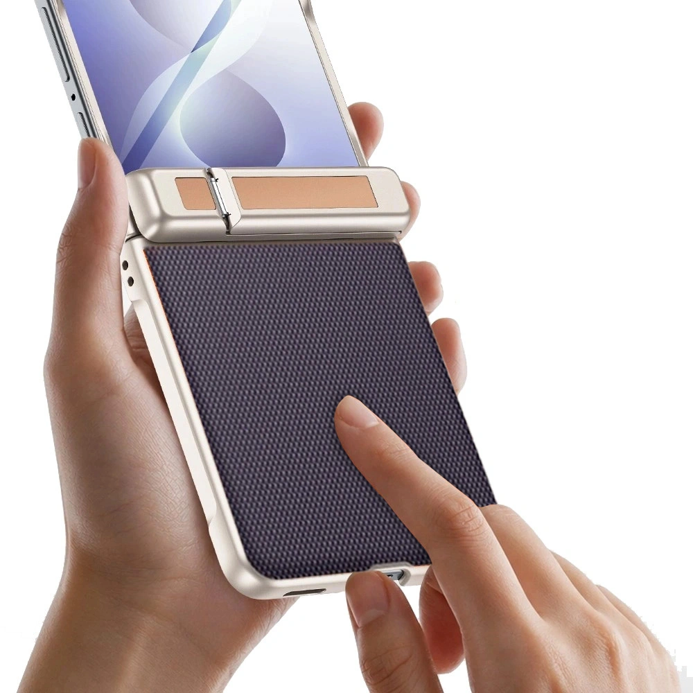Funda para Samsung Galaxy Z Flip 8, soporte con bisagra, con cristal para la pantalla externa, morado