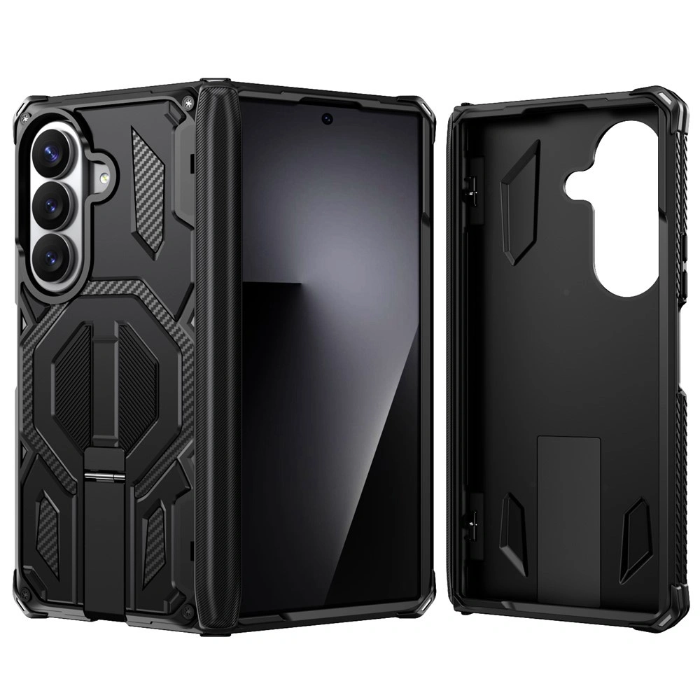 Funda resistente para Samsung Galaxy Z Fold 8 Ultra, con soporte y tapa con bisagra, para MagSafe, negra