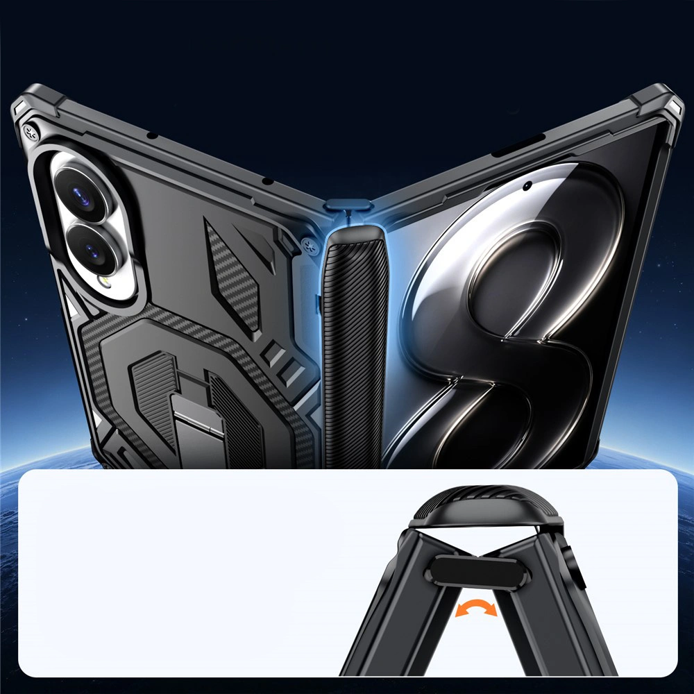 Funda blindada para Samsung Galaxy Z Fold 8, con soporte y cubierta de bisagra, para MagSafe, negra