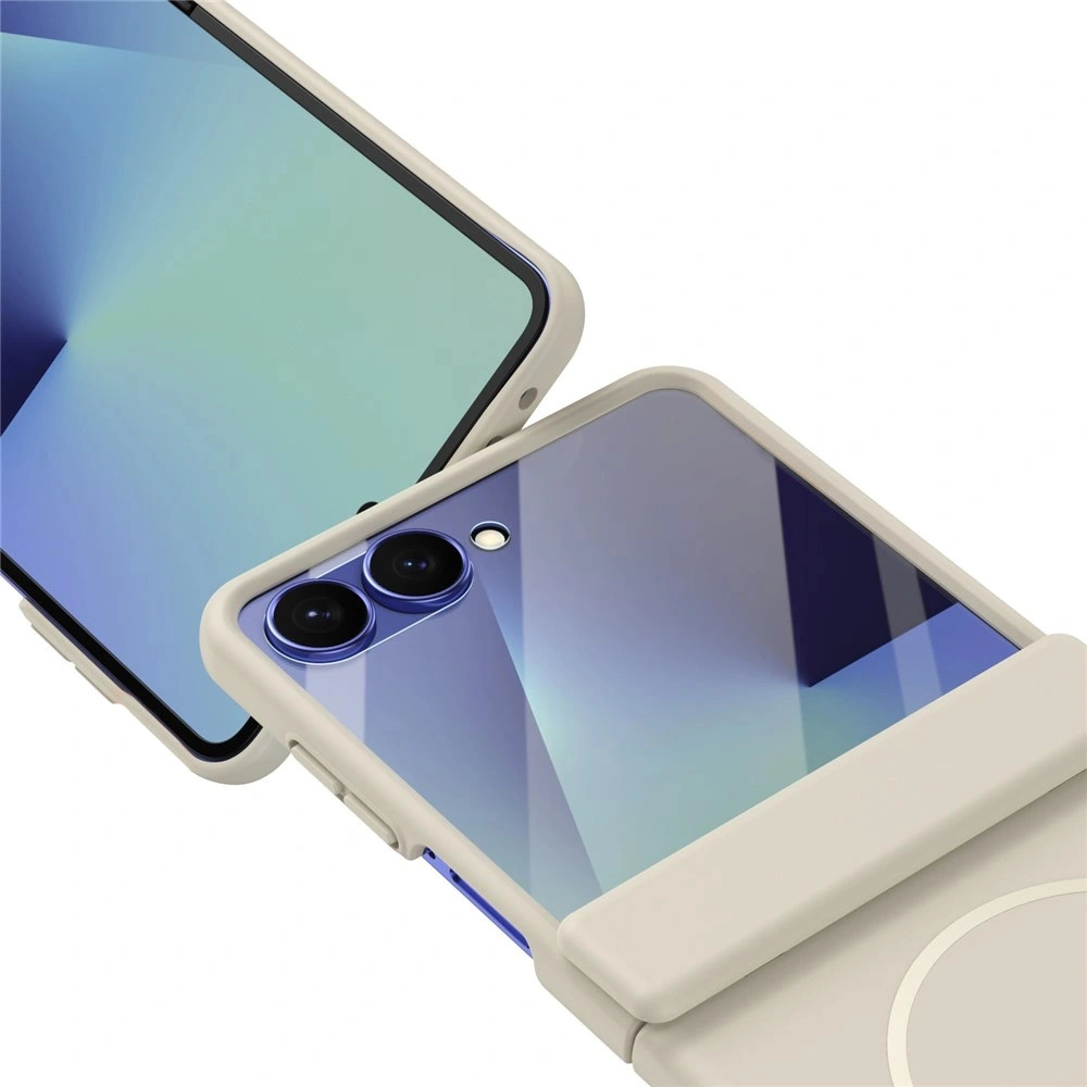 Custodia per Samsung Galaxy Z Flip 8, con cover a cerniera e vetro per lo schermo esterno, per MagSafe, bianca