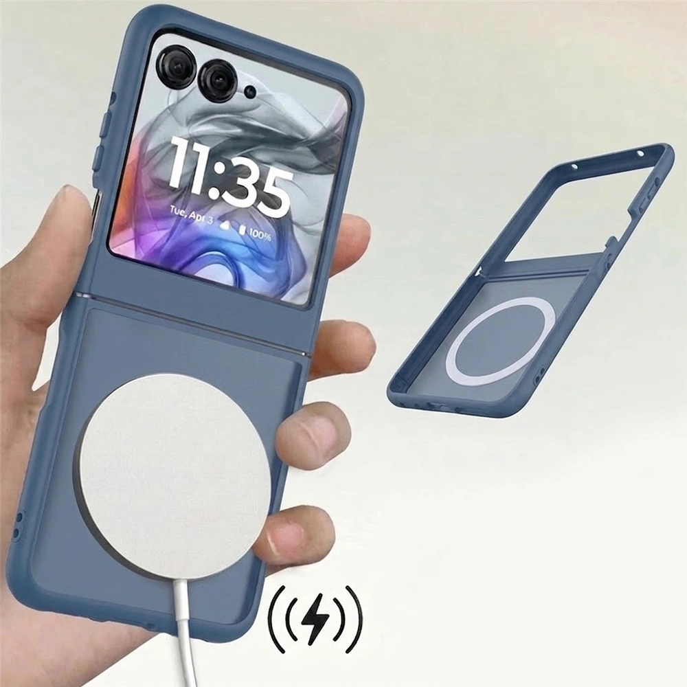 Custodia fumé per Motorola Razr 70 / 60 / 50 5G, Skin Touch, per MagSafe, blu