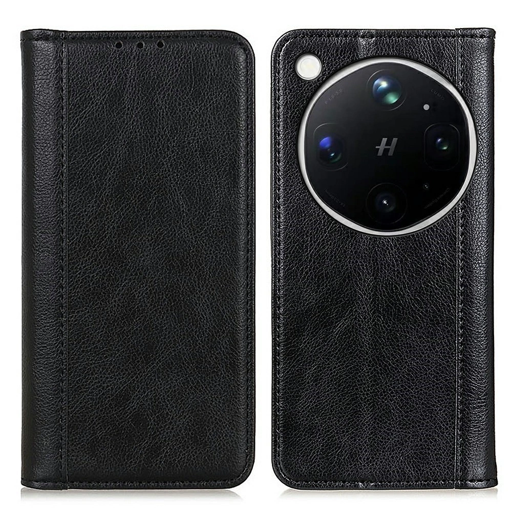 Funda con tapa para Oppo Find X9 Ultra, cuero dividido, negro