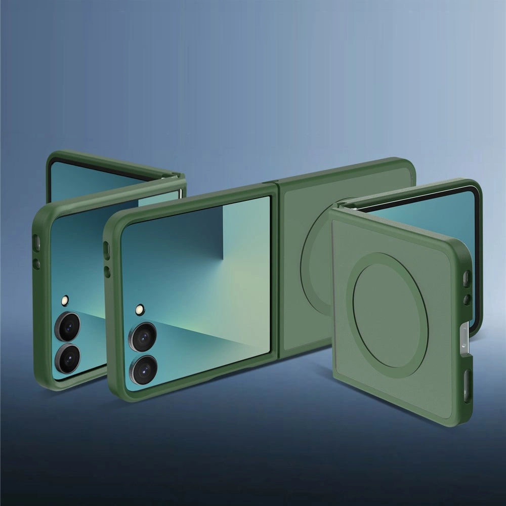 Custodia fumé per Samsung Galaxy Z Flip 8, Skin Touch, per MagSafe, verde