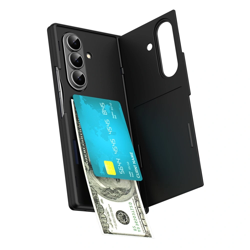 Custodia per Samsung Galaxy Z Fold 8 Ultra, porta carte, supporto e vetro per lo schermo esterno, nero