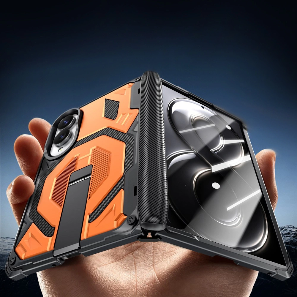 Funda blindada para Samsung Galaxy Z Fold 8, con soporte y cubierta de bisagra, para MagSafe, naranja