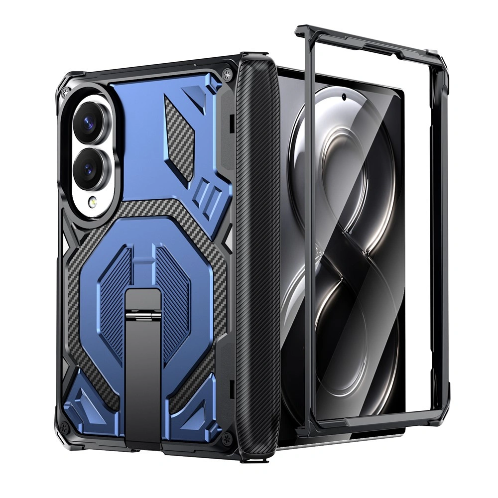 Funda blindada para Samsung Galaxy Z Fold 8, con soporte y cubierta de bisagra, para MagSafe, azul
