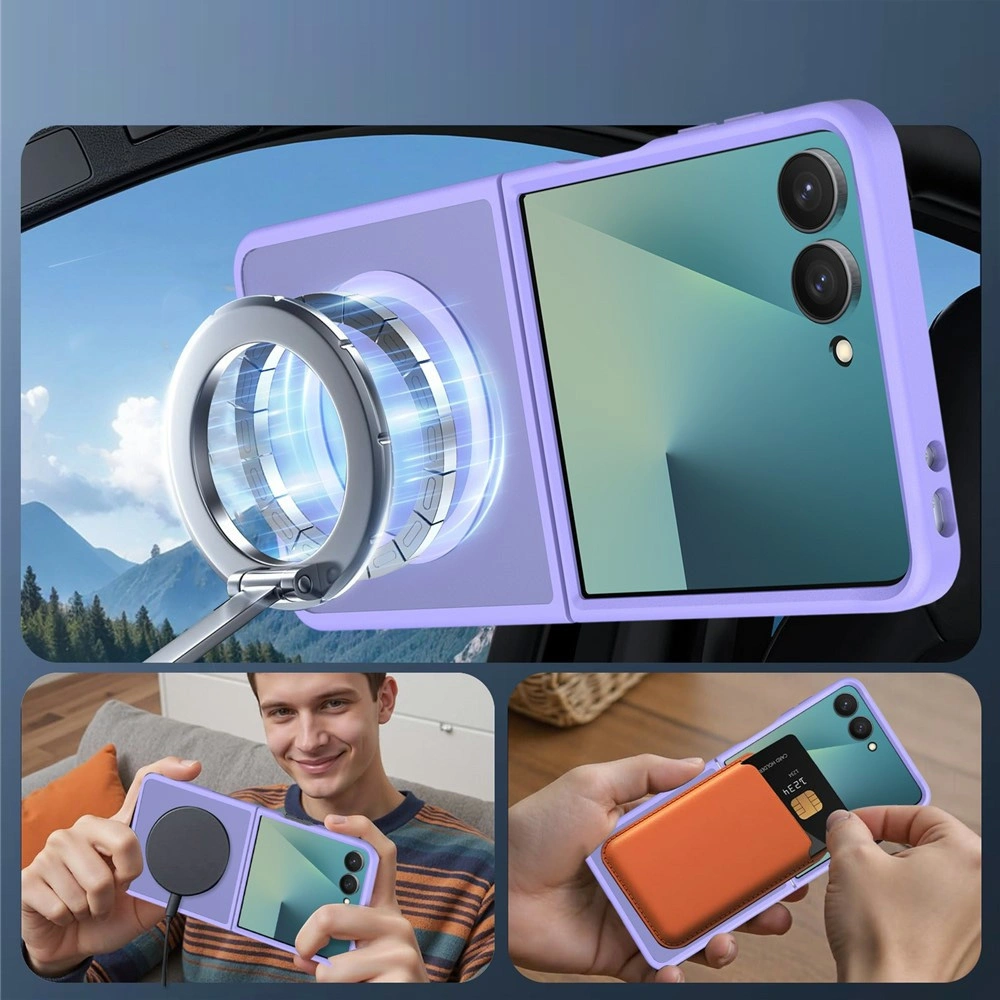 Custodia fumé per Samsung Galaxy Z Flip 8, Skin Touch, per MagSafe, viola