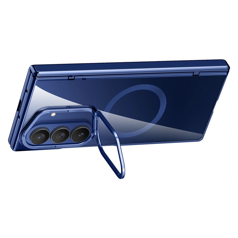Funda transparente para Samsung Galaxy Z Fold 8 Ultra, con soporte y cristal para la pantalla externa, para MagSafe, marco azul