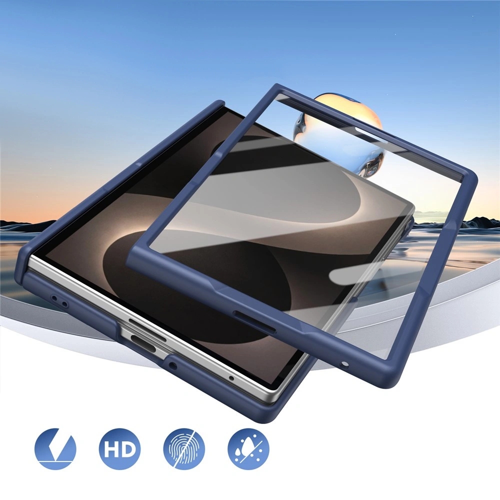 Hülle für Samsung Galaxy Z Fold 8, mit Glas für das Außendisplay, für MagSafe, blau