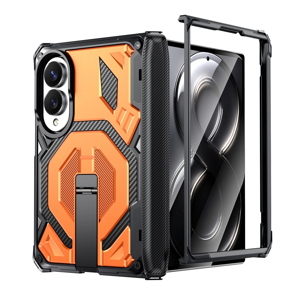 Funda blindada para Samsung Galaxy Z Fold 8, con soporte y cubierta de bisagra, para MagSafe, naranja