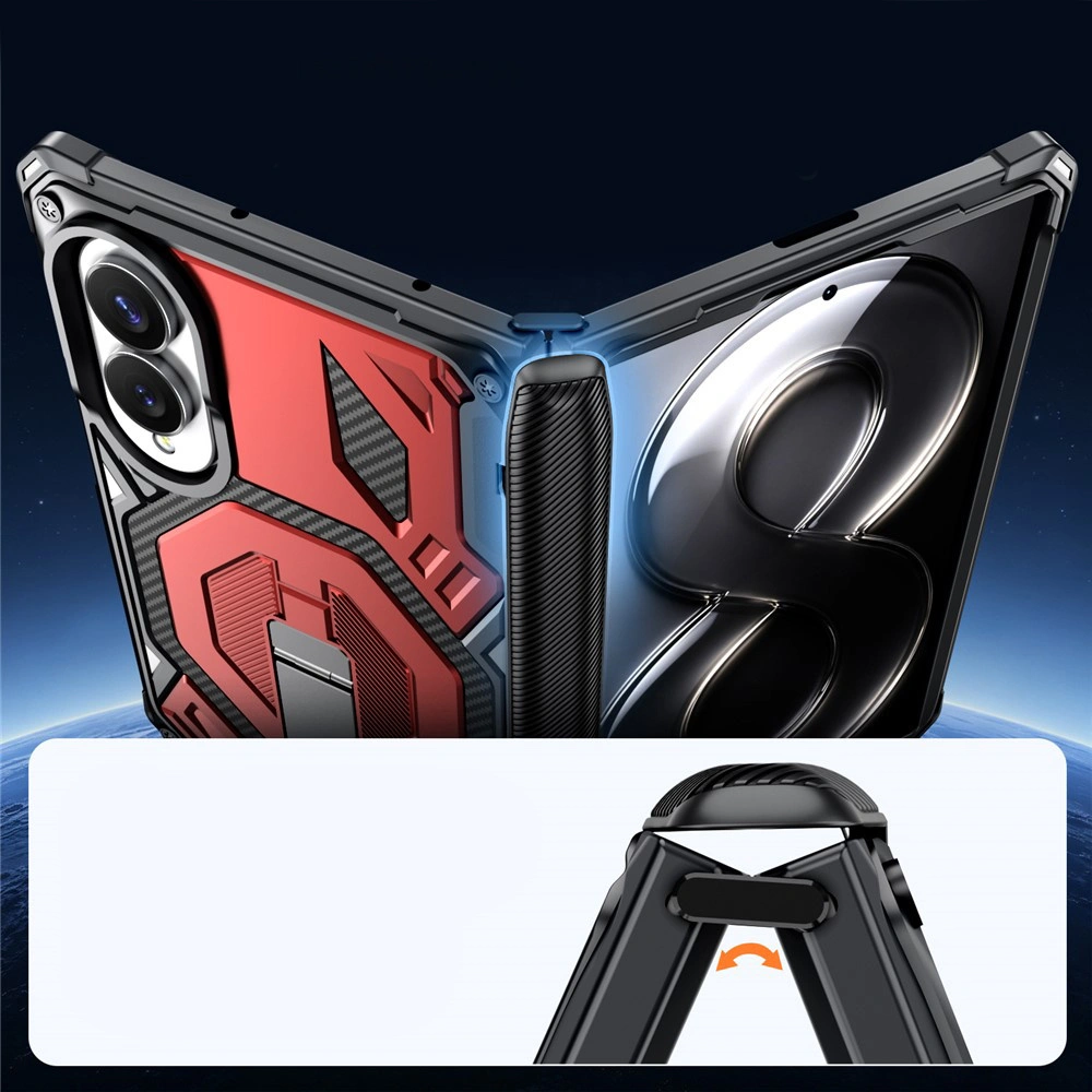 Funda blindada para Samsung Galaxy Z Fold 8, con soporte y cubierta de bisagra, para MagSafe, rojo