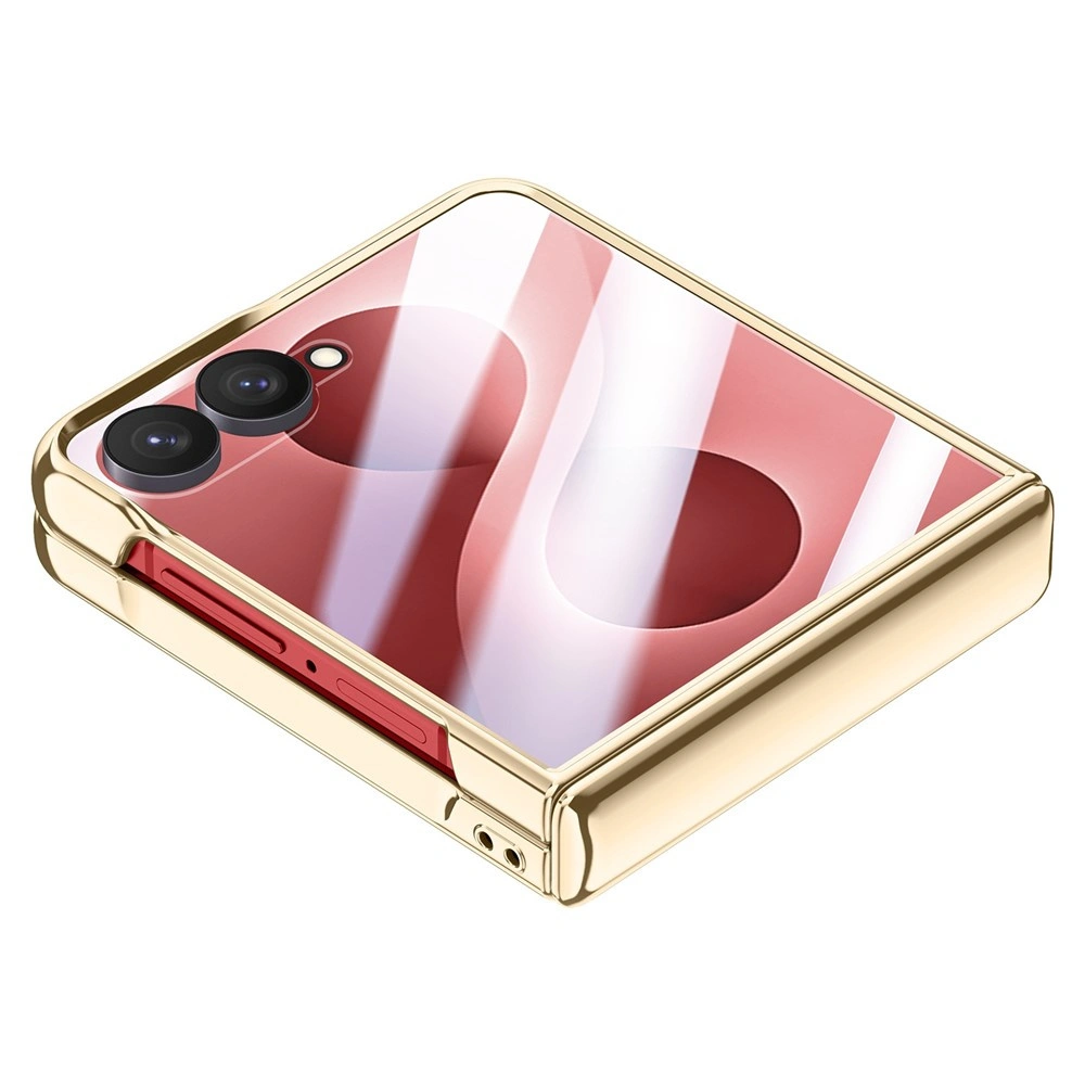 Funda para Samsung Galaxy Z Flip 8, con soporte y cristal para la pantalla externa, roja