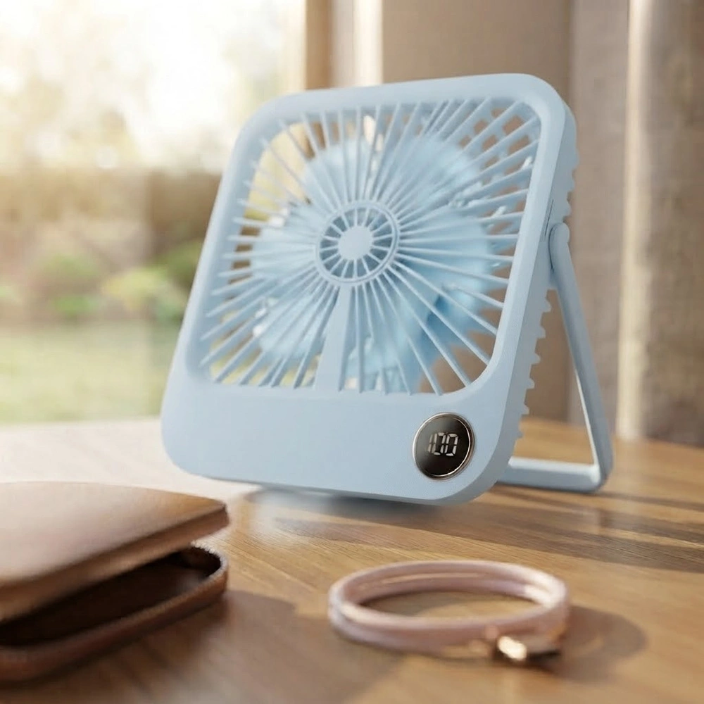Ventilador de escritorio, W30, con soporte ajustable, azul