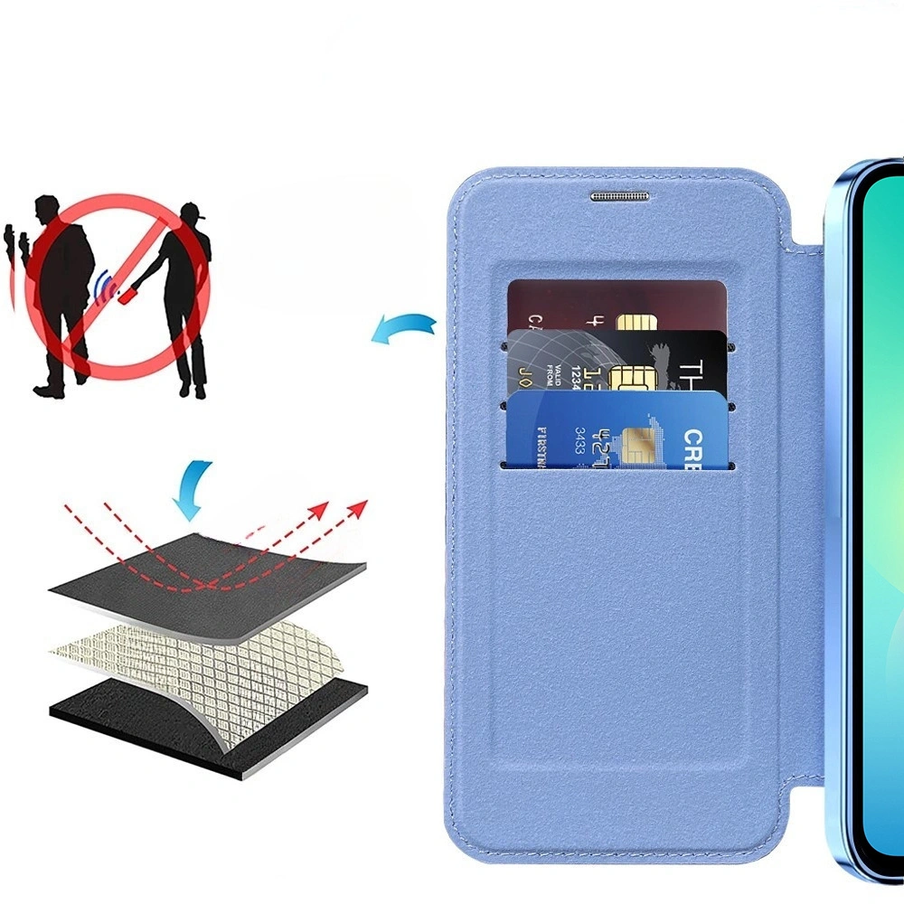 Funda tipo libro para Samsung Galaxy A27 5G, cartera RFID MagSafe con protección de cámara, azul