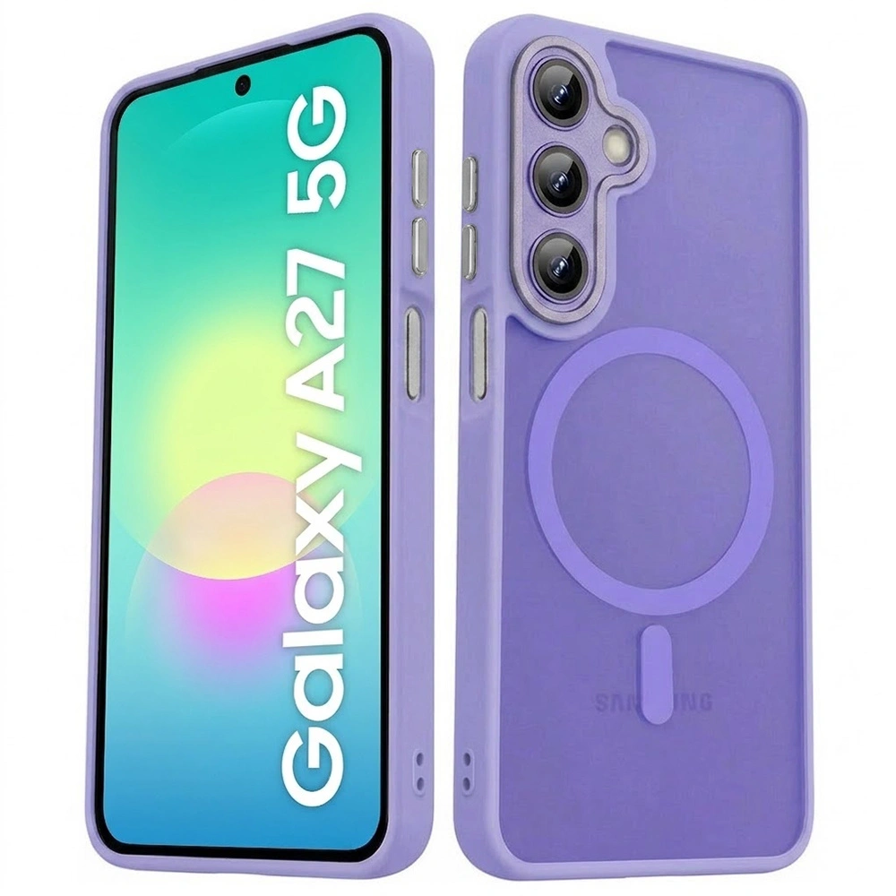 Custodia fumé per Samsung Galaxy A27 5G, custodia opaca, per MagSafe, cornice viola