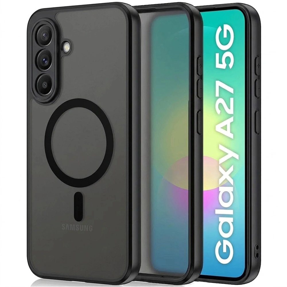 Custodia fumé per Samsung Galaxy A27 5G, custodia opaca, per MagSafe, cornice nera