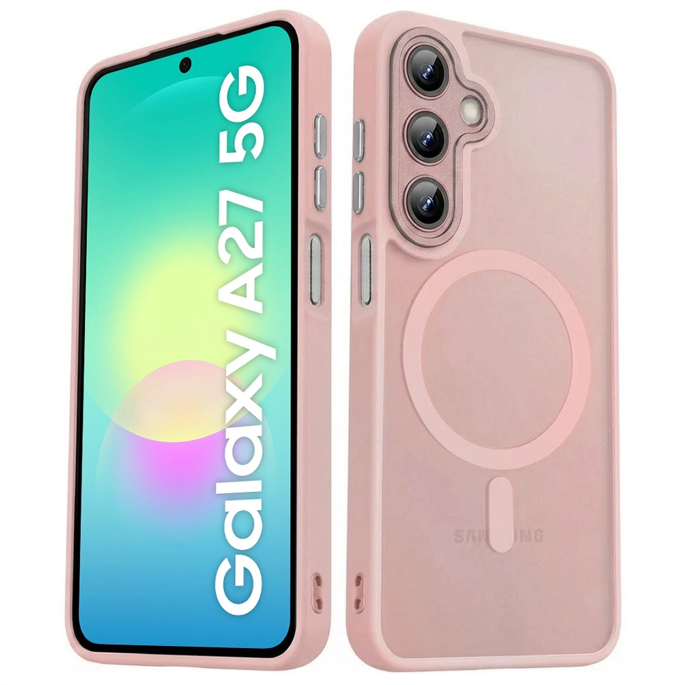 Custodia fumé per Samsung Galaxy A27 5G, custodia opaca, per MagSafe, cornice rosa