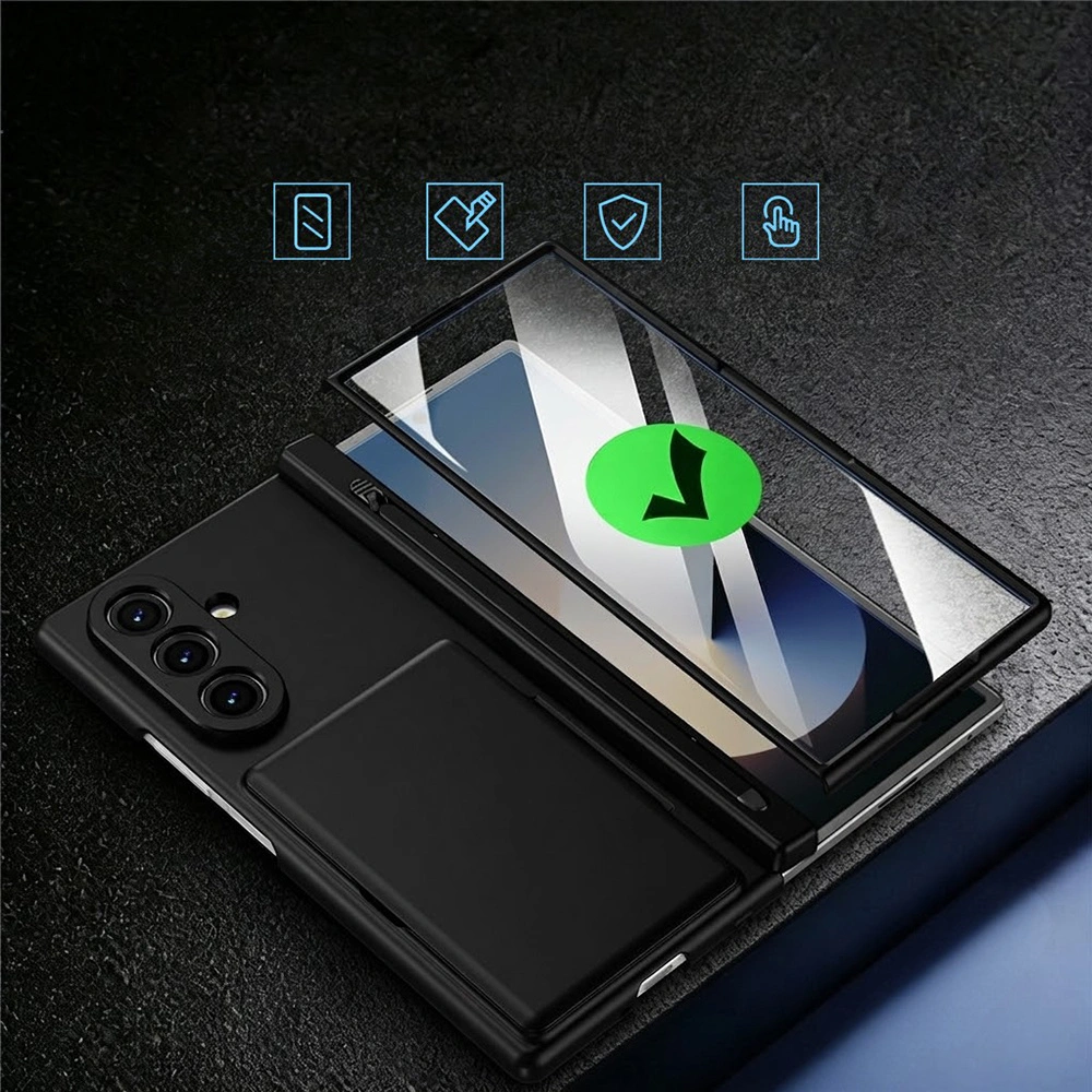 Custodia per Samsung Galaxy Z Fold 8 Ultra, porta carte, con vetro per lo schermo esterno, nero