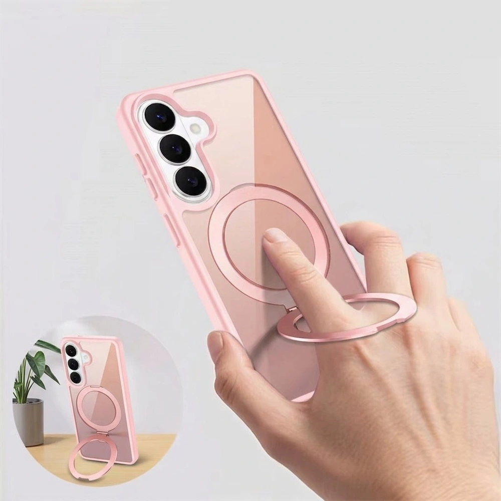 Custodia fumé per Samsung Galaxy A27 5G, custodia opaca con supporto, per MagSafe, cornice rosa