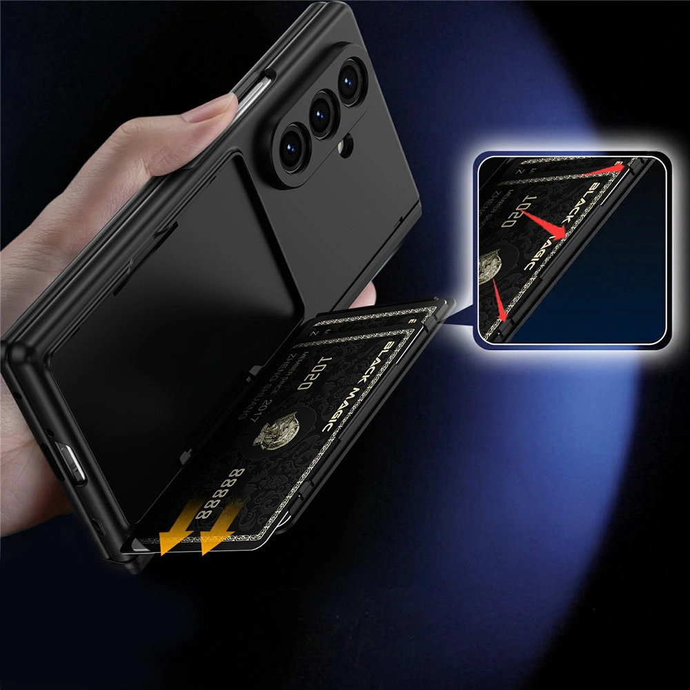 Custodia per Samsung Galaxy Z Fold 8 Ultra, porta carte, con vetro per lo schermo esterno, nero