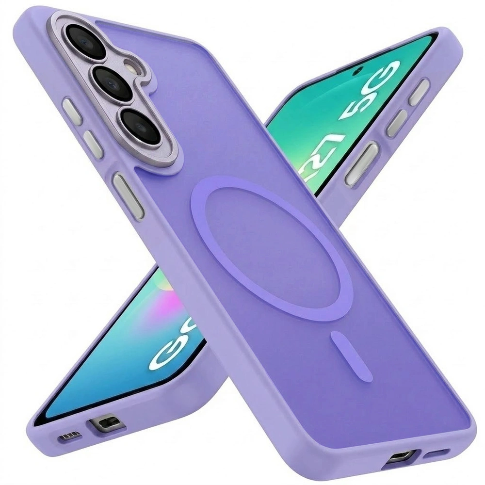 Custodia fumé per Samsung Galaxy A27 5G, custodia opaca, per MagSafe, cornice viola