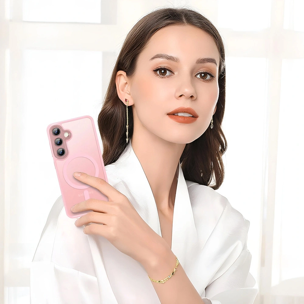Custodia fumé per Samsung Galaxy A27 5G, custodia opaca, per MagSafe, cornice rosa