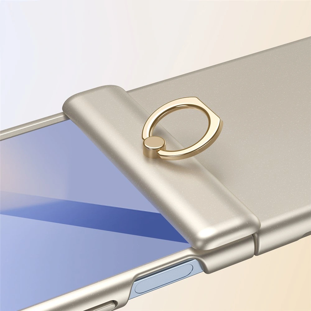 Hülle für Samsung Galaxy Z Flip 8, Ringhalter mit Ständer, mit Glas für das Außendisplay, Gold