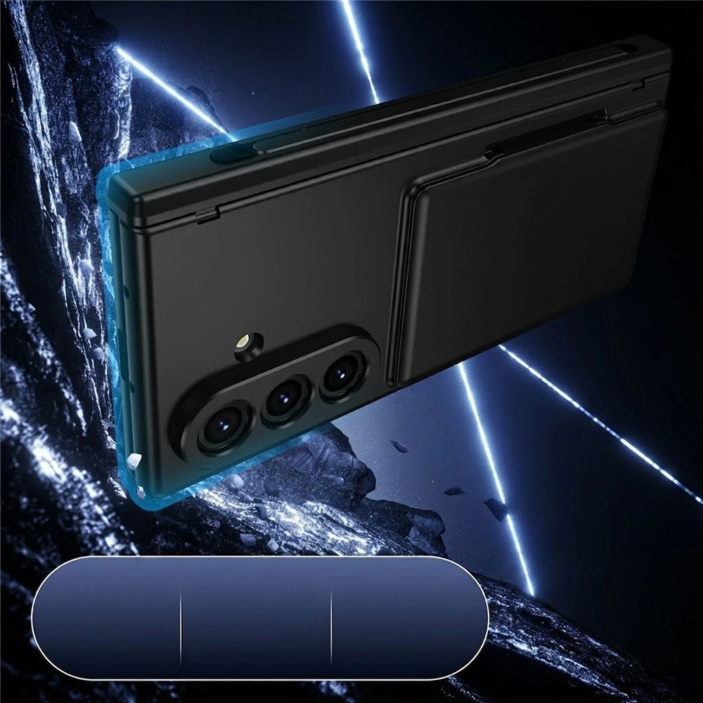 Custodia per Samsung Galaxy Z Fold 8 Ultra, porta carte, con vetro per lo schermo esterno, nero