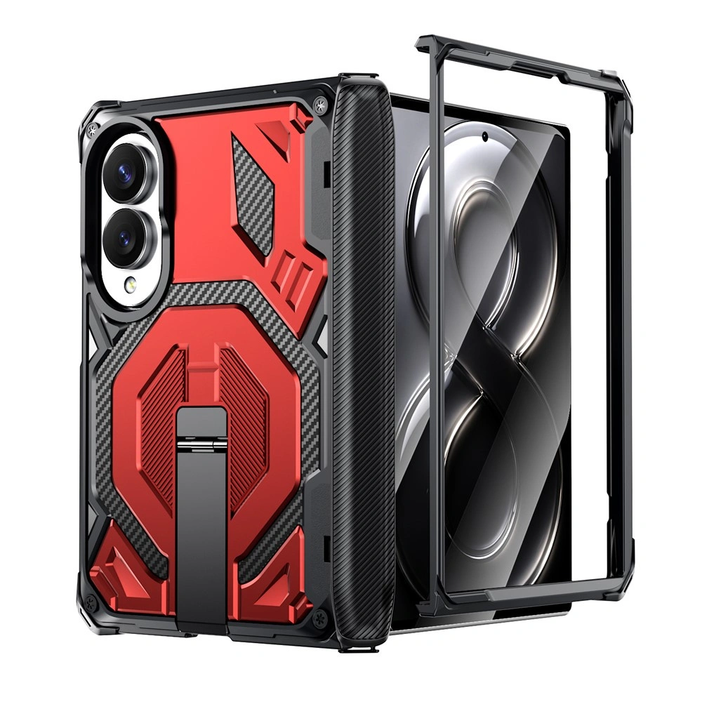 Funda blindada para Samsung Galaxy Z Fold 8, con soporte y cubierta de bisagra, para MagSafe, rojo