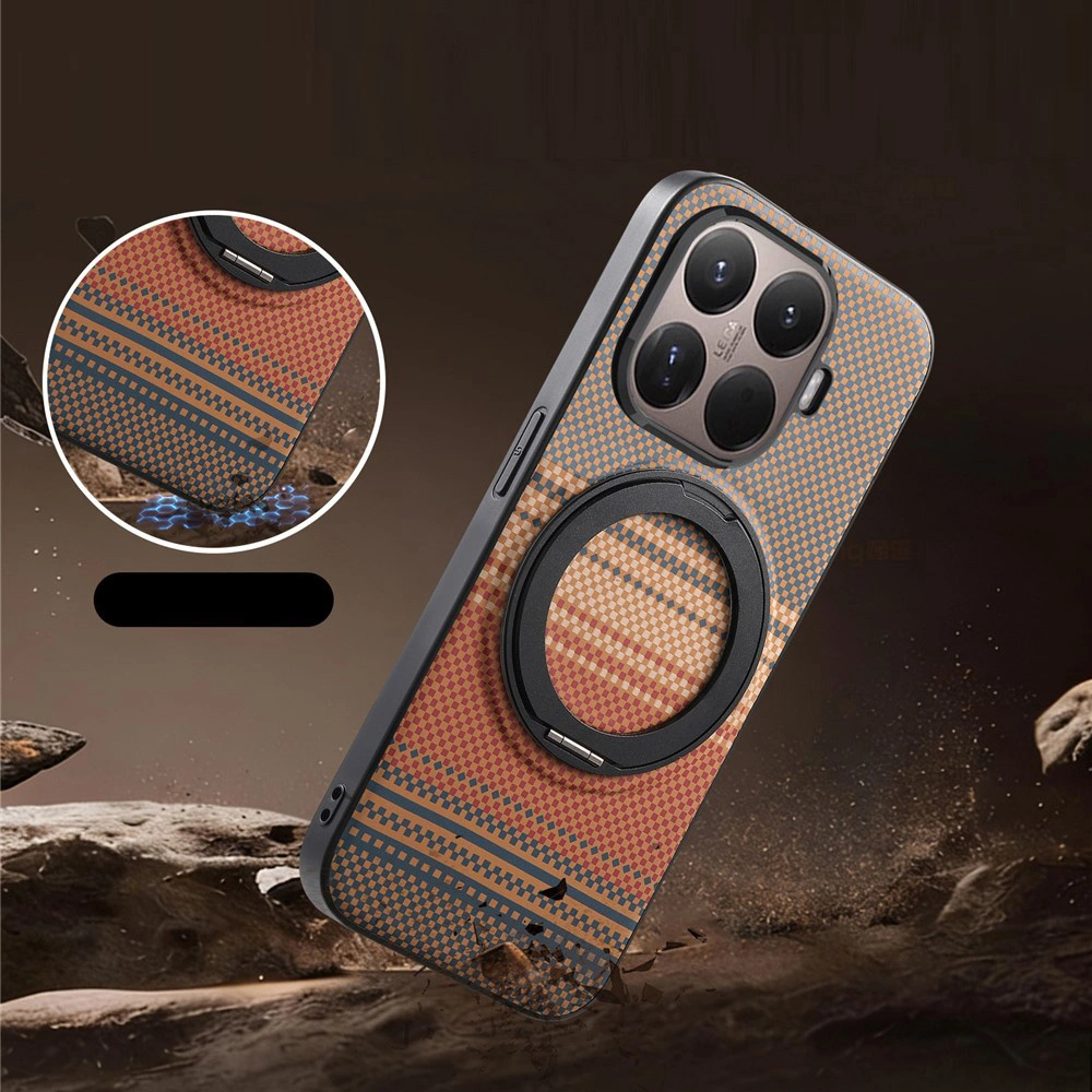 Funda para Xiaomi 17T Pro, soporte giratorio, para MagSafe, con soporte, marrón
