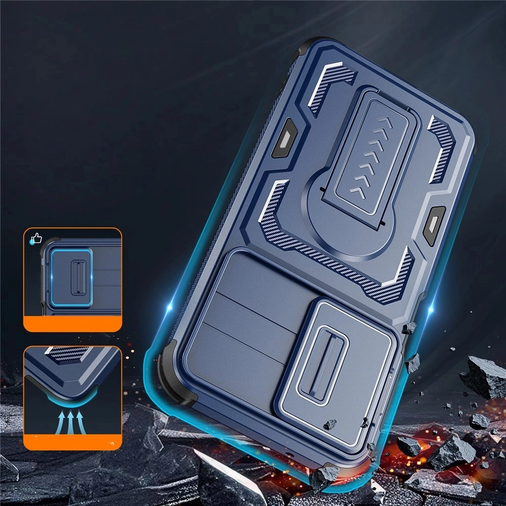 Custodia rinforzata per Samsung Galaxy A27 5G, con otturatore per fotocamera, blu