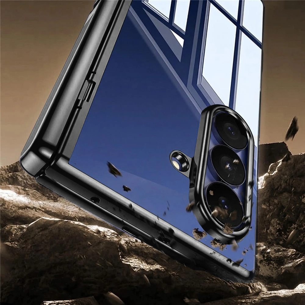 Funda transparente para Samsung Galaxy Z Fold 8 Ultra, con soporte y cristal para la pantalla externa, marco negro