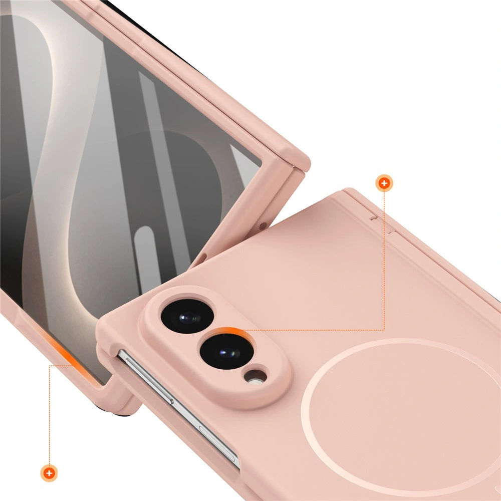 Custodia per Samsung Galaxy Z Fold 8, con vetro per lo schermo esterno, per MagSafe, rosa