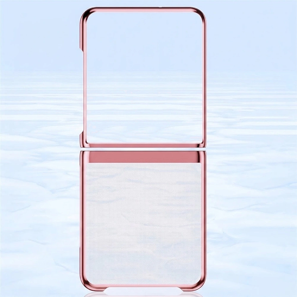 Transparente Hülle für Samsung Galaxy Z Flip 8, Hartschalenetui, roségoldener Rahmen