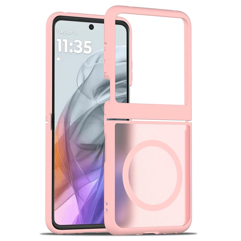 Custodia fumé per Motorola Razr 70 / 60 / 50 5G, Skin Touch, per MagSafe, rosa