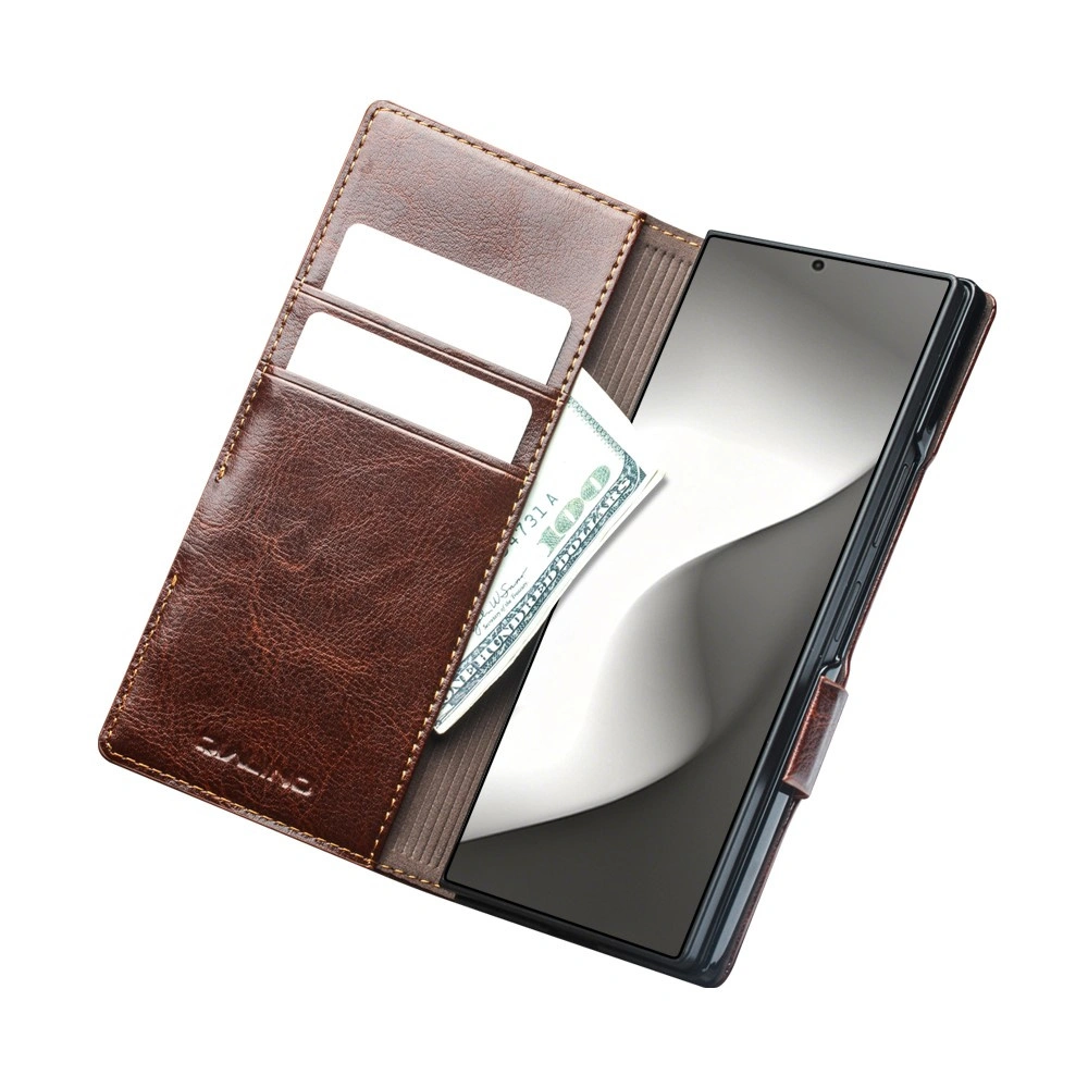 Flip leather case for Samsung Galaxy Z Fold 8 Ultra, qialino, brown