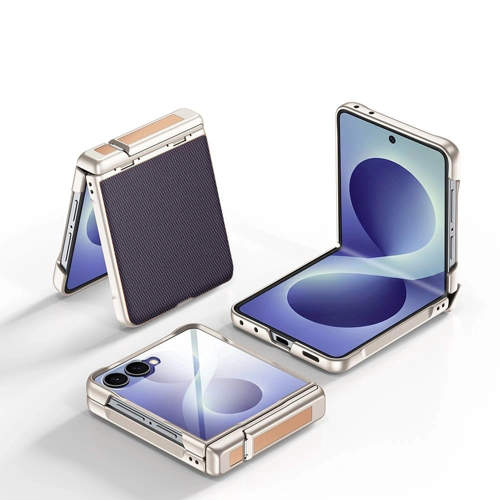 Funda para Samsung Galaxy Z Flip 8, soporte con bisagra, con cristal para la pantalla externa, púrpura
