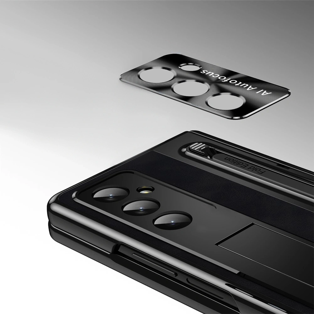 Custodia per Samsung Galaxy Z Fold 8 Ultra, Kickstand Retro Leather, con stilo e vetro per lo schermo esterno, nero