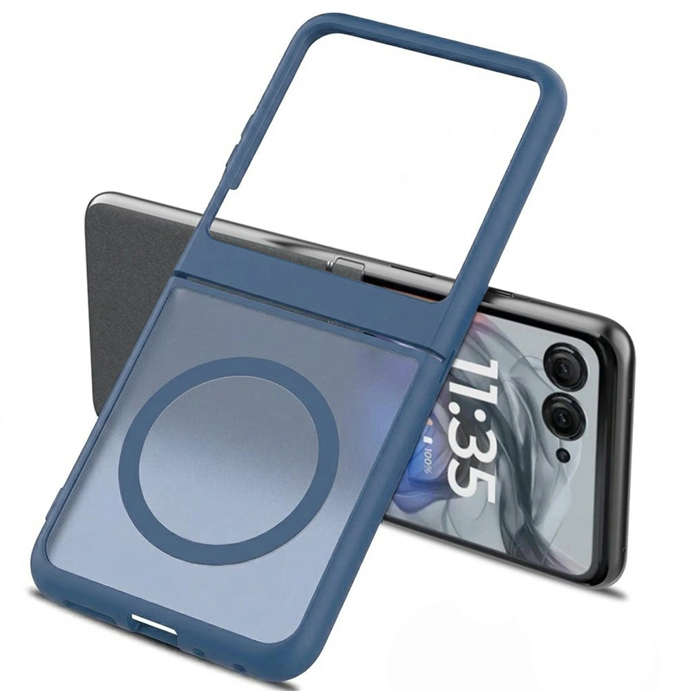 Custodia fumé per Motorola Razr 70 / 60 / 50 5G, Skin Touch, per MagSafe, blu