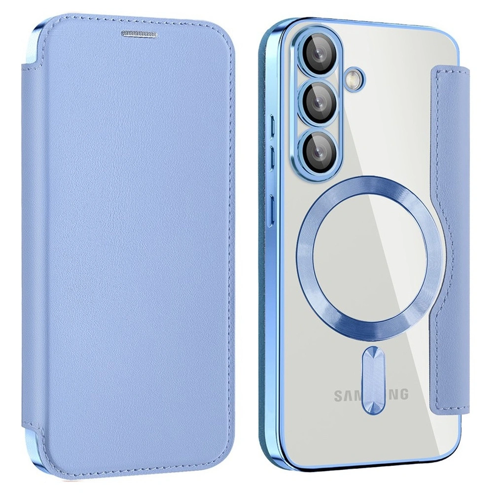 Funda con tapa para Samsung Galaxy A27 5G, Cartera RFID MagSafe con protección de cámara, azul