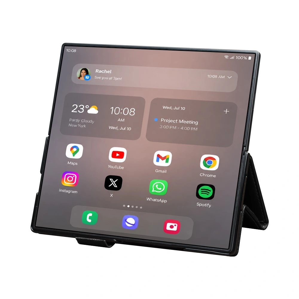 Lederhülle mit Klappe für Samsung Galaxy Z Fold 8 Ultra, Qialino, Schwarz